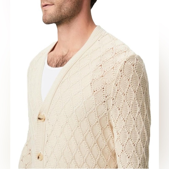 PAIGE Men’s Perry Cardigan in Ocean Salt - Picture 4 of 12